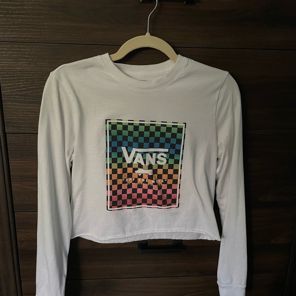 Vans White Long Sleeve Crop Top